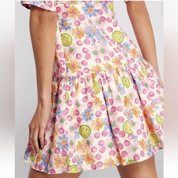 Sandro París Smiley Mini Dress Multicolored Short Sleeve Sz 34 US XS NWT - Picture 4 of 16